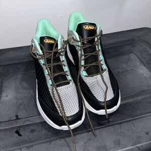 AND 1 Men's Basketball Shoes Size 11 Black Leather Gold Accent Pre-Owned